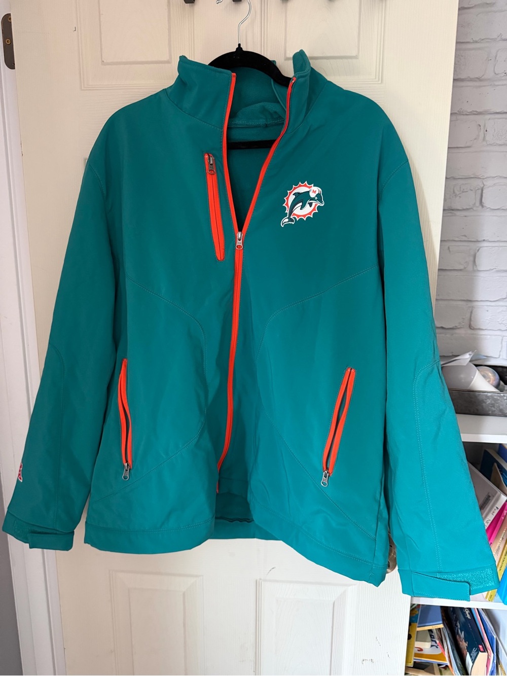 Men’s Teal Softshell Jacket with Orange Trim